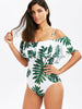 Woman Plus size Swimsuit One Piece Floral Bathing Suit for Women Big Leaf Beach Swimming Vintage Bather Female Swimwear