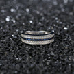 Blue and white zircon engagement ring