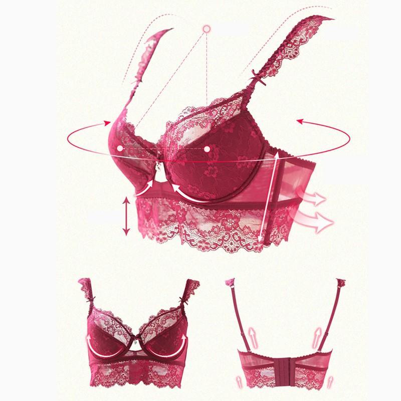 Women Bra Set Ultra-thin Red Black Lace Bras Underwear