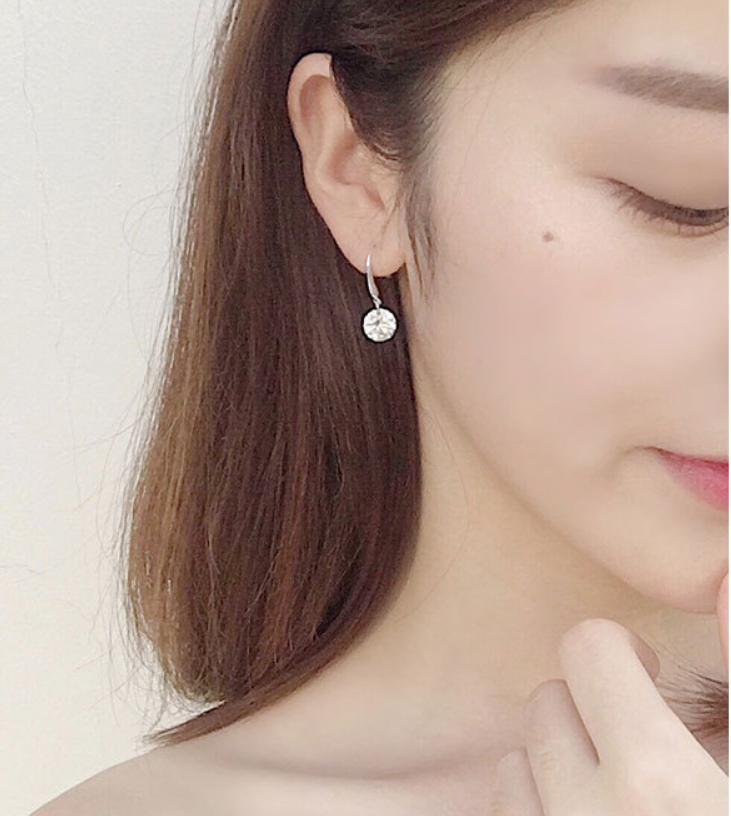 Sterling silver diamond zircon earrings