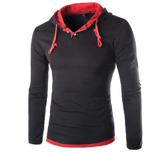 Men Hooded Stitching Tops