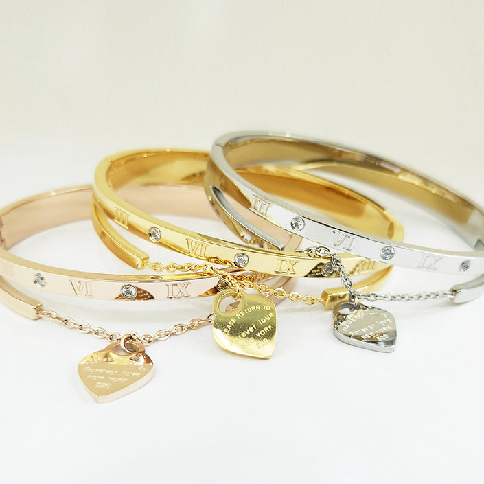 Women's Lettering Gold Titanium Steel Bracelet