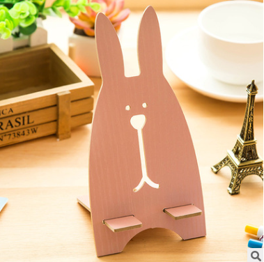 Compatible with Apple, Cartoon Wooden Universal Portable Light Weight Rabbit Mobile Phone Tablet Desktop Holder Stand Lazy bracket For iPhone 7 Xiaomi