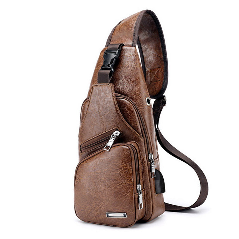 Men USB Charging Bag Men Chest Bag for Custom PU PVC Shoulder Bag Diagonal Package Messenger Travel Bag Cross Body Bags