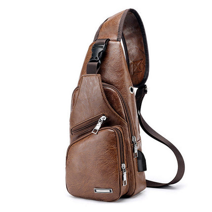 Men USB Charging Bag Men Chest Bag for Custom PU PVC Shoulder Bag Diagonal Package Messenger Travel Bag Cross Body Bags