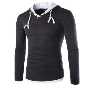 Men Hooded Stitching Tops