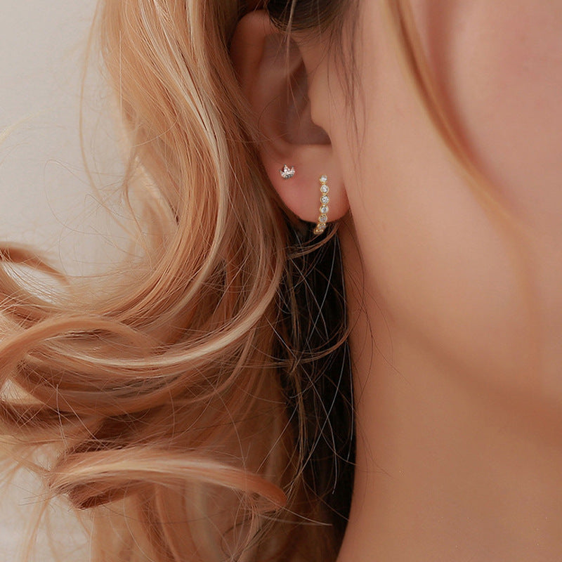 S925 Sterling Silver Horse Eye Stud Earrings