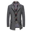 Thick Men Wool Jackets Scarf Detachable Collar Fit Men Overcoats