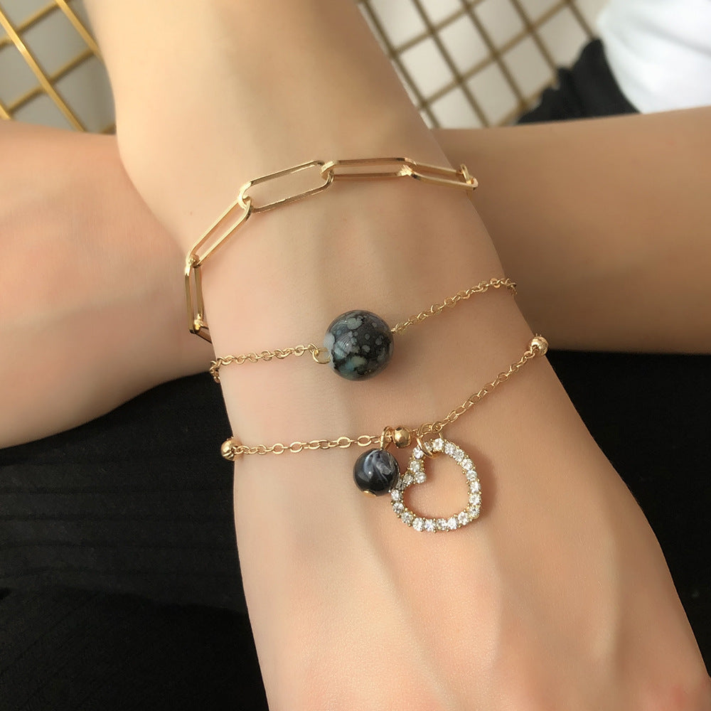 Personalized Creative Heart-shaped Pendant Chain Bracelet
