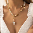 Hip-hop Shaped  Pearl Stitching Clavicle Chain