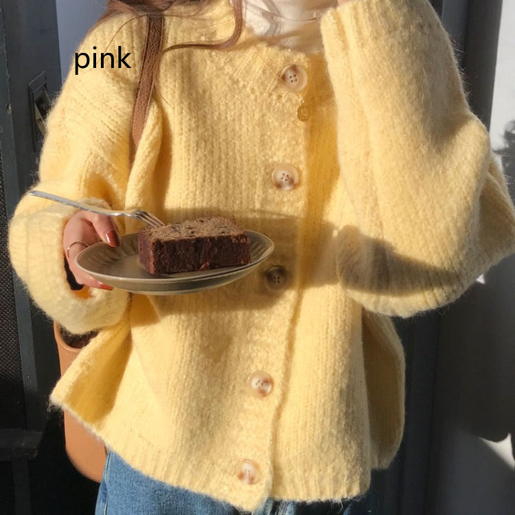 Retro Western Style Reduced Age Short Round Neck Sweater Knit Sweater
