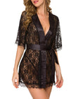 Lingerie Women Lace Hollow-out Robe Suits Pajamas silk