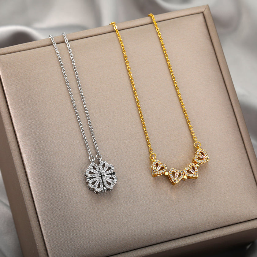Love Folding Creative Micro-encrusted Diamond Fashion Necklace