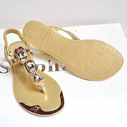 Sandals Women   New Summer Sandals Women Shoes Casual Elastic Band Crytal Flat Sandals Light Wearproof Nonslip Women Sandals