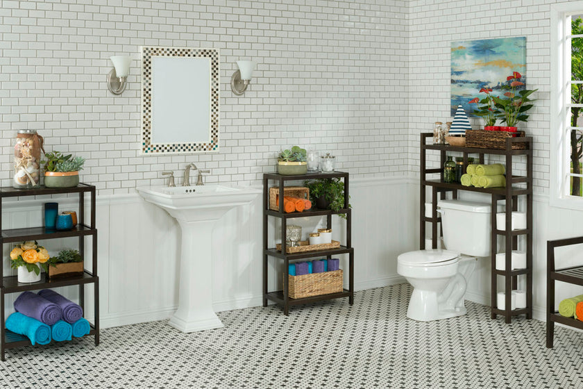 New Ridge Home Goods Dunnsville 4-Tier Stepback Shelf, Espresso