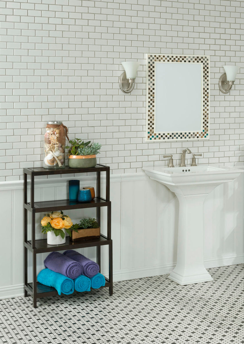 New Ridge Home Goods Dunnsville 4-Tier Stepback Shelf, Espresso