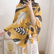 Yellow feather leaf shawl