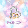 Two-tone Love Heart Moving Micro-inlaid Zircon Clavicle Chain