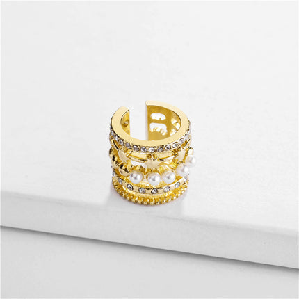 Multi-circle hollow pearl ear bone clip