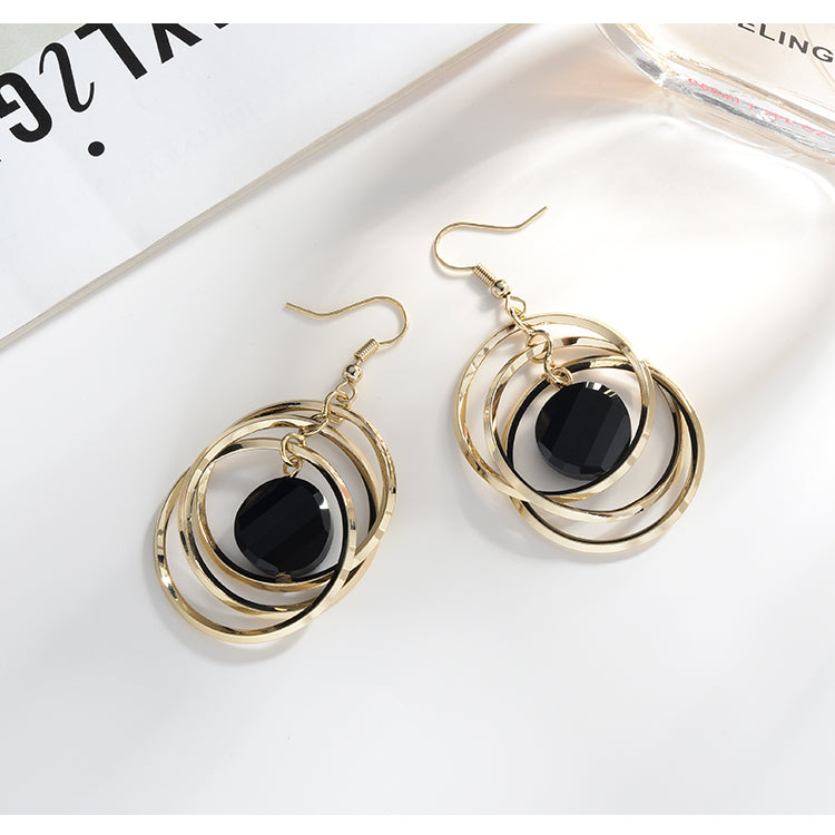 Circle Earrings Female Temperament Korean Exaggerated Long Earrings