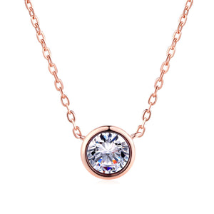 Necklace for Women Simple Style Cubic Zirconia Pendant Necklace Rose Gold Color Fashion Jewelry Birthday Gift