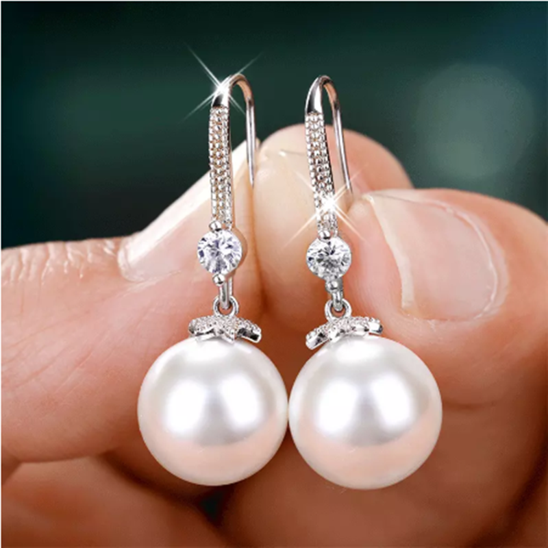 Pearl Earrings With Female Korean White Copper Plating
