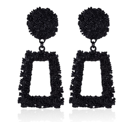 Big Vintage Earrings for Women Gold Silver Black Geometric Statement Earring  Metal Earing Hanging Fashion Jewelry