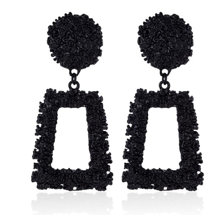 Big Vintage Earrings for Women Gold Silver Black Geometric Statement Earring  Metal Earing Hanging Fashion Jewelry
