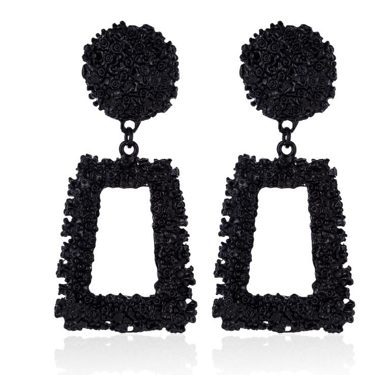 Big Vintage Earrings for Women Gold Silver Black Geometric Statement Earring  Metal Earing Hanging Fashion Jewelry