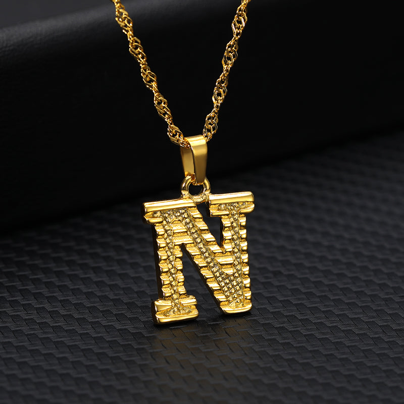 26 letters gold-plated pendant necklace