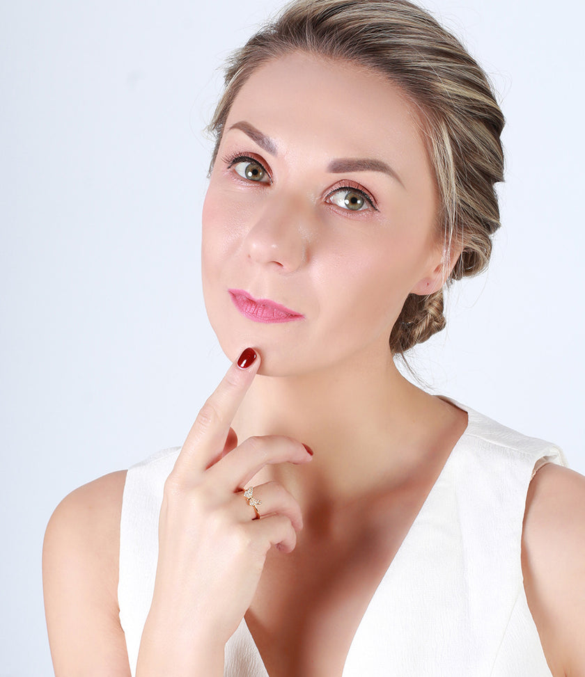 Butterfly zircon ring