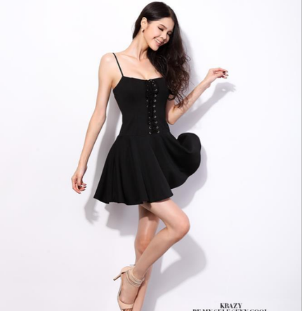 Japanese-style Low-cut Waist Lace High Waist Dress