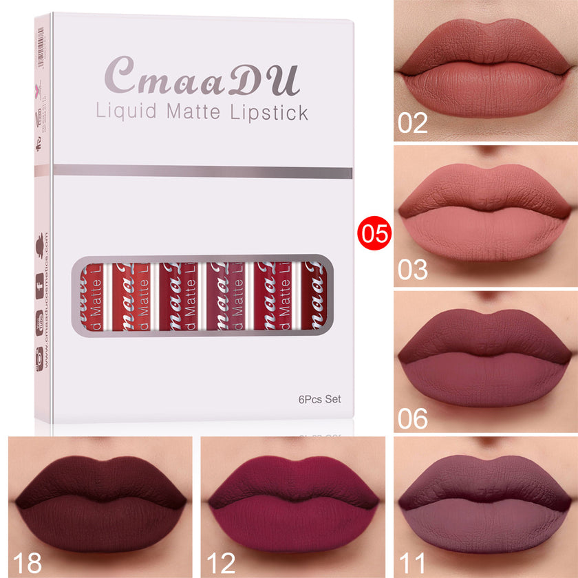 6 Boxes Of Matte Cup Waterproof Lipstick