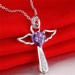 Purple zircon crystal pendant necklace
