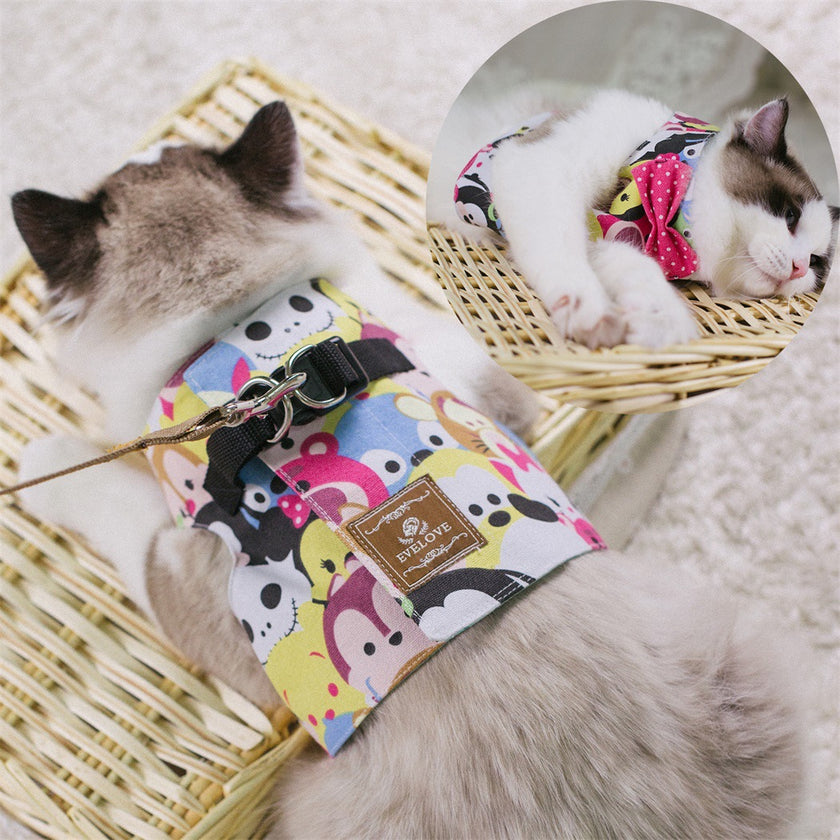 Rope Cat Traction Cat Chest Strap Set Bow