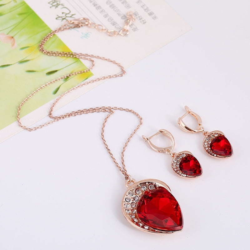 Necklace Earrings Jewelry Set of cross-border electricity supplier explosion of two sets of independent packaging bride is