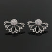 Lotus-shaped diamond-studded pierced earrings