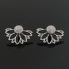 Lotus-shaped diamond-studded pierced earrings