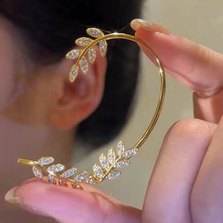 Full Drill Leaf Ear Hanging Female Removable Two Wear