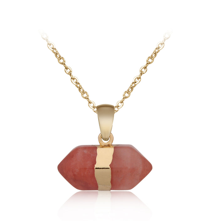 Natural stone short hexagonal pendant