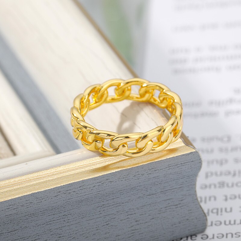 Cuban Chain Ring Plating Real Gold Trend Men's Ring