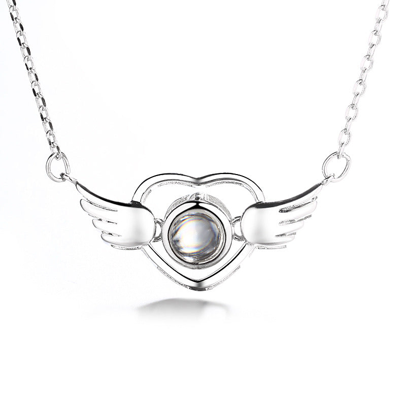 Angel Wings 100 Language I Love You Projection Necklace