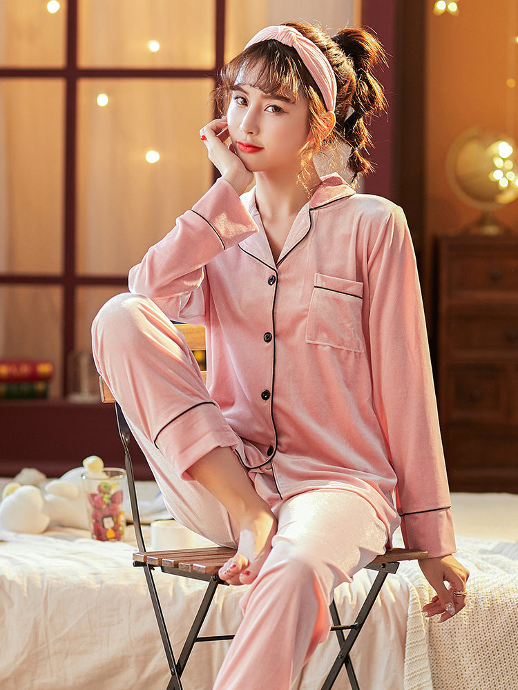 Alpscommerce unisex Gold Velvet Long Sleeve Pajamas gift