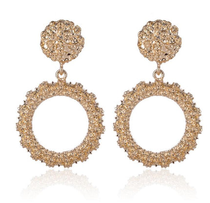 Big Vintage Earrings for Women Gold Silver Black Geometric Statement Earring  Metal Earing Hanging Fashion Jewelry