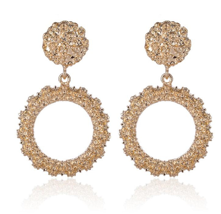 Big Vintage Earrings for Women Gold Silver Black Geometric Statement Earring  Metal Earing Hanging Fashion Jewelry