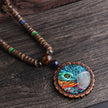 Peacock feather pendant ethnic style sweater chain