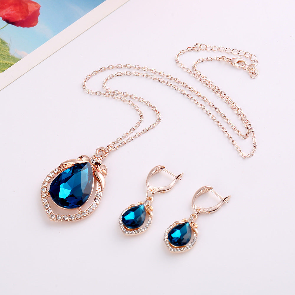 Necklace Earrings Jewelry Set of cross-border electricity supplier explosion of two sets of independent packaging bride is