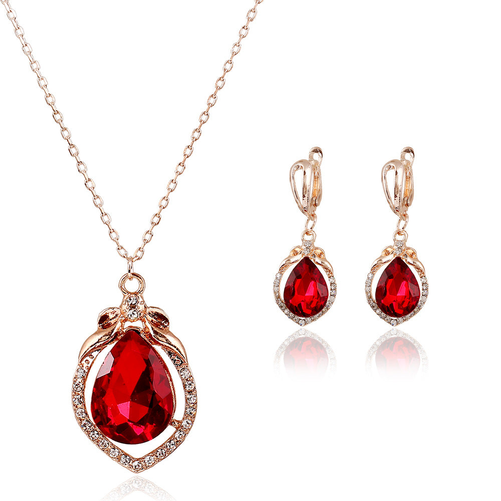 Necklace Earrings Jewelry Set of cross-border electricity supplier explosion of two sets of independent packaging bride is