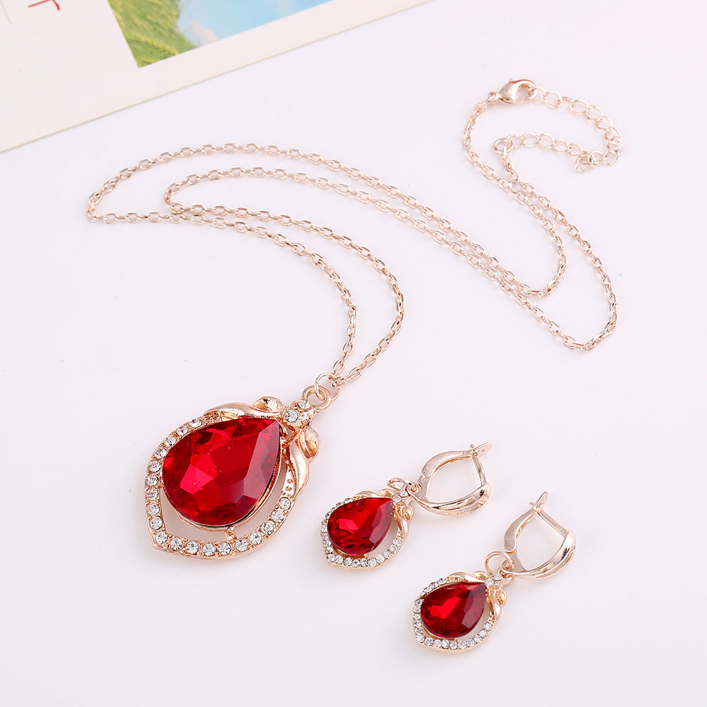 Necklace Earrings Jewelry Set of cross-border electricity supplier explosion of two sets of independent packaging bride is