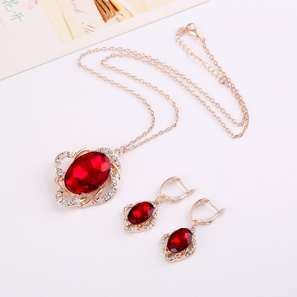 Necklace Earrings Jewelry Set of cross-border electricity supplier explosion of two sets of independent packaging bride is